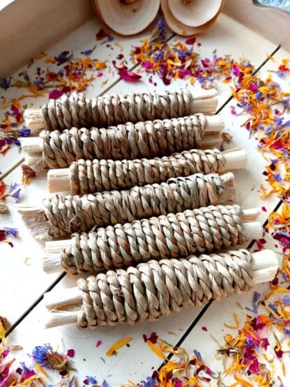 Seagrass Bamboo Sticks Twist Chew Treat. Rabbit Treat, Chinchilla Treat, Hamster Treat, Guinea Pig Treat, Gerbil, Rat and Small Animal Treat