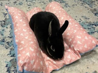 Bunny Flop Bed, Loaf Rabbit Bed, Lounger Bed and Pillow Bed, Cuddle Cushion for Bunny Rabbits. Comes with Ice Tray Pocket for Summer Cooling