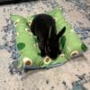 Bunny Flop Bed, Loaf Rabbit Bed, Lounger Bed and Pillow Bed, Cuddle Cushion for Bunny Rabbits. Comes with Ice Tray Pocket for Summer Cooling