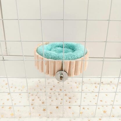 Hanging Wood Cage and Plush Bed for Guinea Pigs, Hamsters, and Small Rodents
