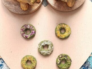 Timothy Hay Assorted Floral Mini Donut Treat. Rabbit Treat, Chinchilla Treat, Hamster Treat, Guinea Pig Treat, Gerbil and Small Animal Treat
