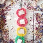 Hanging Cage Loofah and Wood Cubes Treat and Toy for Rabbit, Chinchilla, Hamster, Guinea Pig and Small Animals.