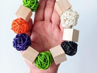 Hanging Cage Rattans and Wood Blocks Treat and Toy for Rabbit, Chinchilla, Hamster, Guinea Pig and Small Animals.
