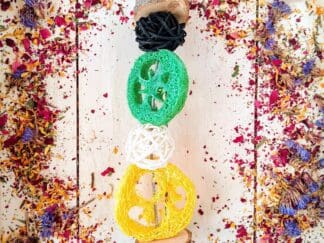Hanging Cage Rattan Balls, Loofah and Wood Chips Treat and Toy. Rabbit Treat, Chinchilla Treat, Hamster Treat, Guinea Pig and Small Animal