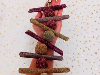 Timothy Hay Floral Grass Ball and Sticks Chew Hanging Cage Treats for Rabbit, Chinchilla, Hamster, Guinea Pig and Small Animals.