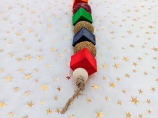 Infused Fruit Balsa Wood, rattan and Hay Hanging Treats for Rabbit Treat, Chinchilla Treat, Hamster Treat, Guinea Pig Treat