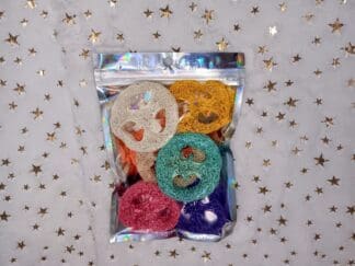 Multi-colored Fruit and Veggie Fusion Rabbit Loofah Chew Treat for Rabbit, Chinchilla, Hamster, Guinea Pig and Small Animals.