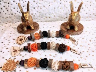 Thanksgiving Apple Wood Chip and Rattan Ball Rabbit Hanging Treat for Rabbit, Chinchilla, Hamster, Guinea Pig and Small Animals.