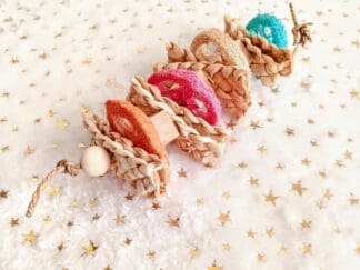 Multi Colored Loofah, Wood Beads and Cubes, Corn Leaves Chew Toy For Rabbit, Chinchilla, Hamster, Guinea Pig, Rat and Small Animal
