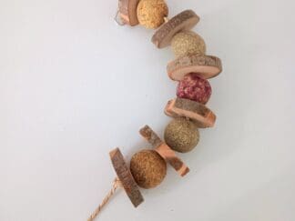 Rabbit Hanging Treat with Timothy Hay Floral Grass Ball and Apple Wood for Rabbit, Chinchilla, Hamster, Guinea Pig and Small Animals.