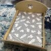 Elevated Rabbits Heart and Footprint Design Wooden Pet Bed with Detachable Portable Parts for Indoor and Outdoor Use