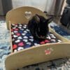 Elevated Rabbits Heart and Footprint Design Wooden Pet Bed with Detachable Portable Parts for Indoor and Outdoor Use
