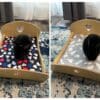Elevated Rabbits Heart and Footprint Design Wooden Pet Bed with Detachable Portable Parts for Indoor and Outdoor Use